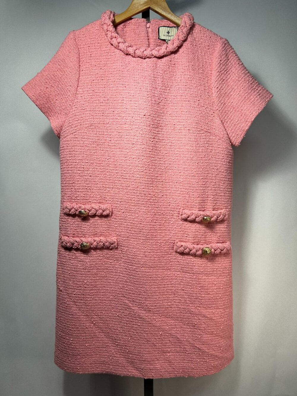 TUCKERNUCK Pink Tweed Jackie Dress Short Sleeve Size Large NWT